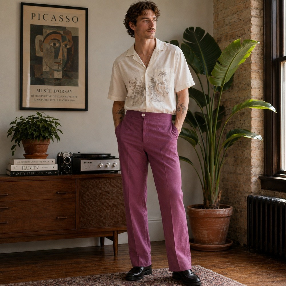 Vintage Sansabelt Golf Pants Flat Front Slacks Country Club Mens 31x32 Berry USA